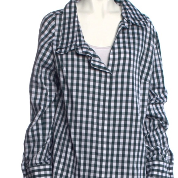 MONSE  Asymmetric Gingham Print Long Sleeve Tunic Shirt Blouse - Picture 1 of 12